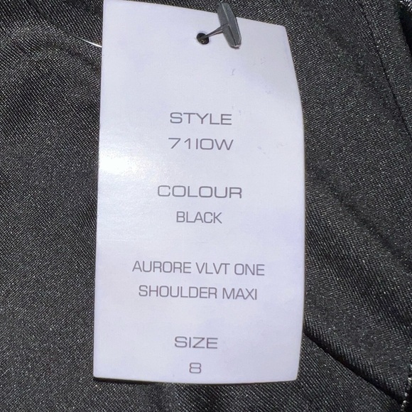 🌻NEW w.tag French Connection Black Velvet One Shoulder Maxi Dress Size 8 - Picture 10 of 12